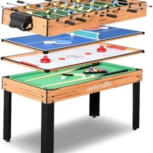 SereneLife Multi Game Table, 48" Sports Arcade Games, Pool Billiards, Soccer Foosball, for Family and Kids