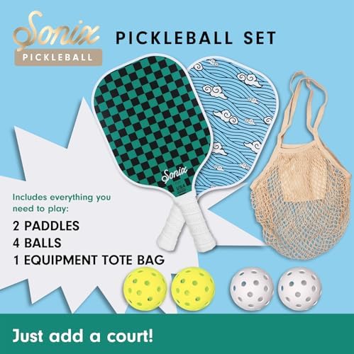 Sonix USAPA Approved Pickleball Paddles Set of 2 for Adults | Fiberglass Surface Pickleball Set with 2 Rackets, 4 Balls,