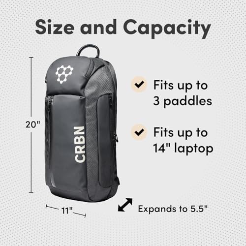 CRBN Pro Team Pickleball Bag for Pickleball Players - Water-Resistant Paddle Bag Holds 3 Paddles & Balls - Ideal for Ser
