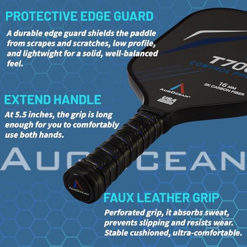 Carbon Pickleball Paddle Set Pro for Pickleball Players,High Grit and Spin 3K Raw Carbon Fiber Surface,Pickleball T700SC