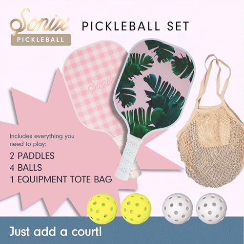 Sonix USAPA Approved Pickleball Paddles Set of 2 for Adults | Fiberglass Surface Pickleball Set with 2 Rackets, 4 Balls,