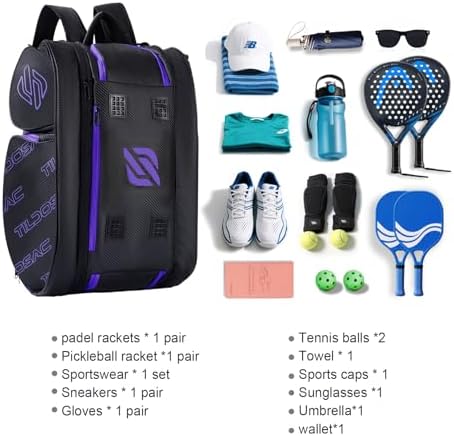 2-in-1 Detachable Pickleball & Padel Bag for Men Women | Thermal Foil Insulated Racket Compartment | Outdoor & Gym Usage