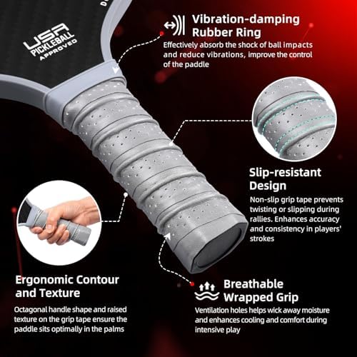 Pickleball Paddles USAPA Approved Lightweight with 4 Balls Traction and Stability California Designed Recycled Material