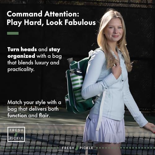 Teddi Pickleball Backpack Grn/wh - Large Capacity Bags for Women - Durable 1000D Nylon, Stylish Paddle Bag - Multipurpos