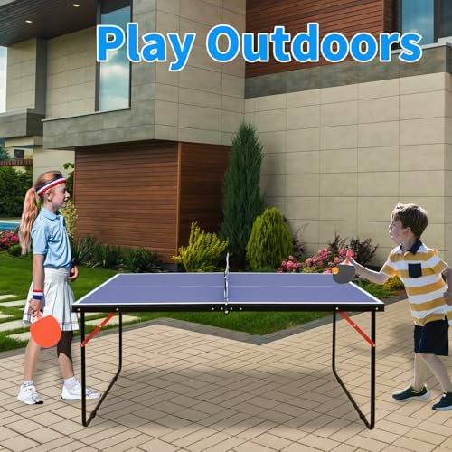 Table Tennis Table Foldable MDF Multi-Use, |5FT/6FT/9FT for Kid Teenager Adult