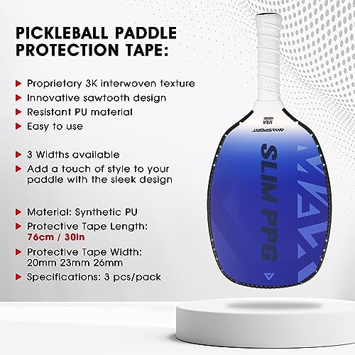 Pickleball Paddle Protection Tape - 3K PU Interwoven Texture - Racket Edge Protection Tape - Fit Perfectly Curved Edge -