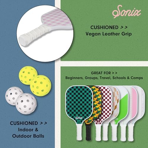 Sonix USAPA Approved Pickleball Paddles Set of 2 for Adults | Fiberglass Surface Pickleball Set with 2 Rackets, 4 Balls,
