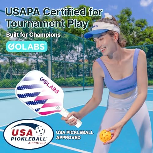 GOLABS PB1 Pickleball Paddles Set of 2 Durable Fiberglass Surface USAPA Approved 8oz Lightweight Comfort Anti-Slip Elong