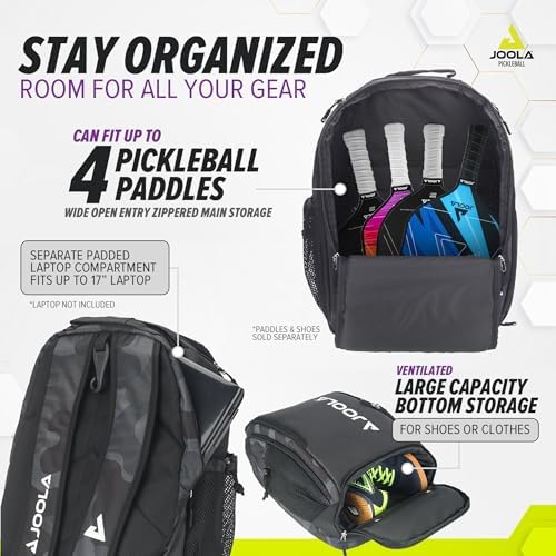JOOLA Vision II Deluxe Pickleball Backpack - Large Size Ideal for Pickleball Enthusiasts - Padded Paddle Protection, Mul