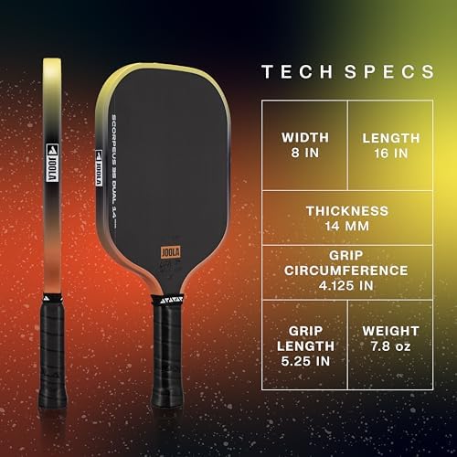 JOOLA 3S Pickleball Paddles - Raw Carbon Fiber Surface - UPA-A Certified - Professional Elongated, Wide Body & Aero Curv
