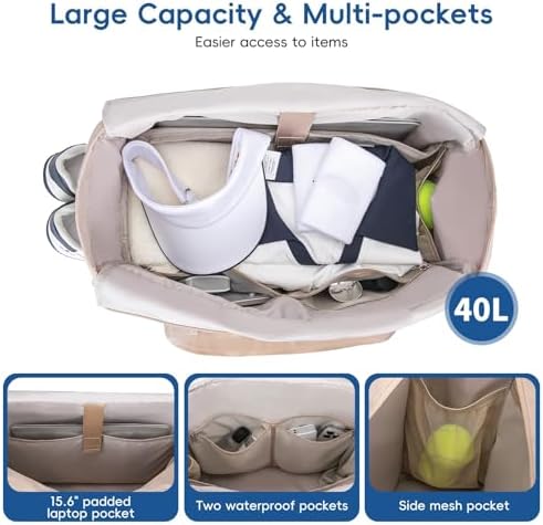 Pickleball Tote Bag for Men and Women - Extra-Large Quilted Tennis Tote with Shoe Compartment, Water-Resistant & Lightwe