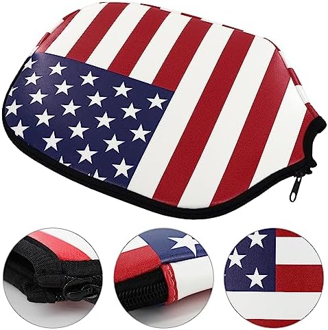 Pickleball Paddle Cover 11.8" L x 9" W American Flag Eagle PatternPU Leather Perfect for Pickleball Players Protection_f
