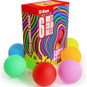 D-Xam 6 Pack Colored Ping Pong Balls 40mm Table Tennis Ball, Teacher Must Have, Party, School Activities