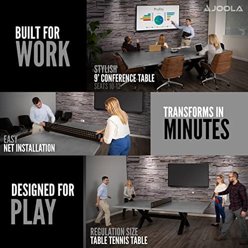 JOOLA Multi Use Outdoor Table Tennis Table - Concrete Wood Look - Indoor Outdoor - Conference Table Dining Table Include