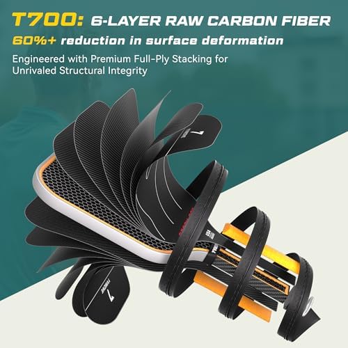 Pickleball Paddle T700 Raw Carbon Fiber Surface 16mm STR-Core Power Polymer Core Premium Pickle Ball Racket USAPA Approv