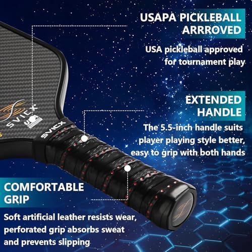 Pickleball Paddles Set of 2, Professional Carbon Fiber, Superior Control and Strong Power, USAPA Approved Pickleball Pad
