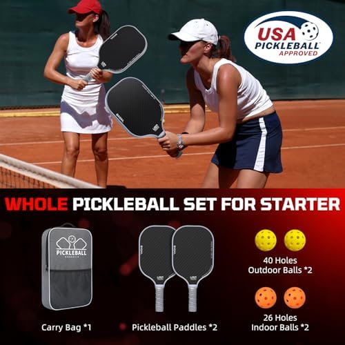 Pickleball Paddles USAPA Approved Lightweight with 4 Balls Traction and Stability California Designed Recycled Material