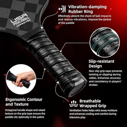 Pickleball Paddles USAPA Approved Lightweight with 4 Balls Traction and Stability California Designed Recycled Material