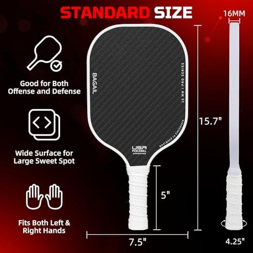 Pickleball Paddles USAPA Approved Lightweight with 4 Balls Traction and Stability California Designed Recycled Material