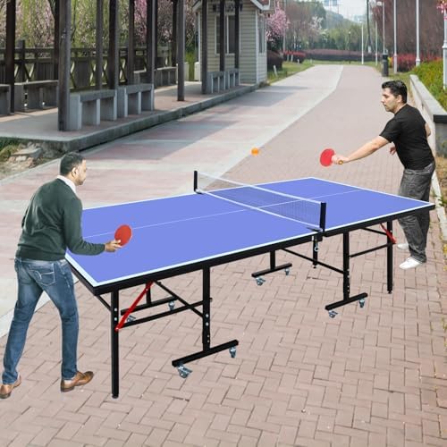 Professional Table Tennis Table, Foldable Ping Pong Game Set for Indoor, 8FT 9FT Single Player Playback Mode