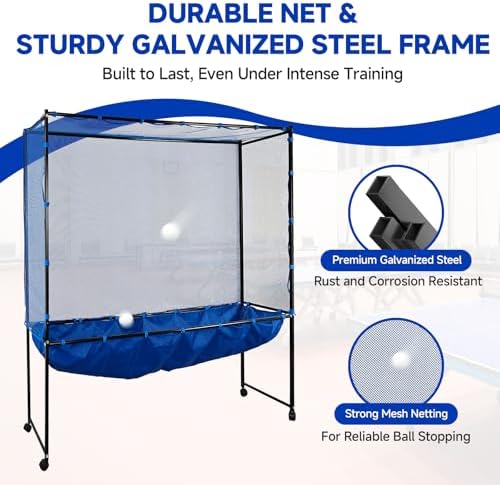 Standing Table Tennis Ball Catch Net, Durable Ball Collector for Training Practice, Portable with Wheels