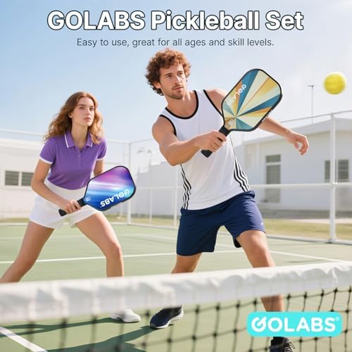 GOLABS PB1 Pickleball Paddles Set of 2 Durable Fiberglass Surface USAPA Approved 8oz Lightweight Comfort Anti-Slip Elong
