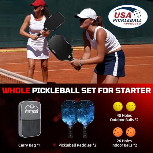 Pickleball Paddles USAPA Approved Lightweight with 4 Balls Traction and Stability California Designed Recycled Material