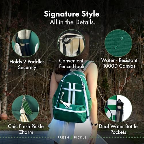 Teddi Large Capacity Pickleball Backpack Grn/Wh for Women - Durable 1000D Nylon, Stylish Paddle Bag Teddi Large Capaci
