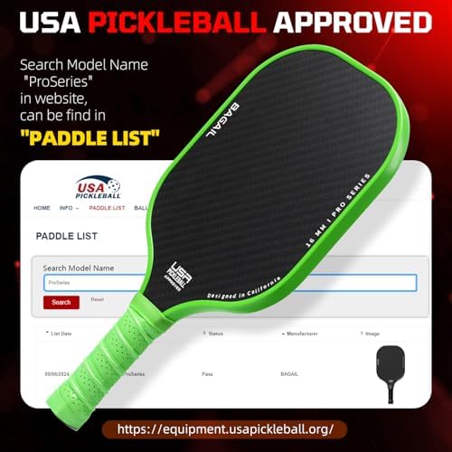 Pickleball Paddles USAPA Approved Lightweight with 4 Balls Traction and Stability California Designed Recycled Material