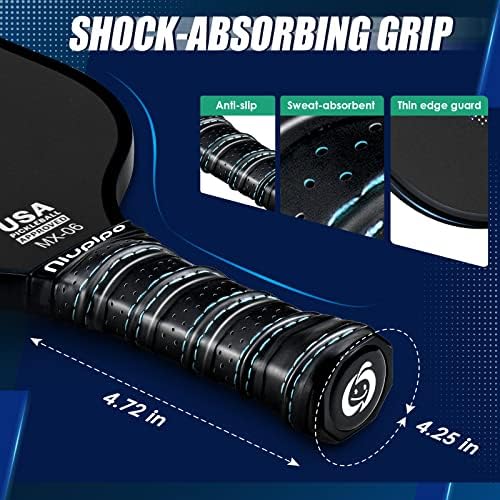 USAPA Approved Graphite Carbon Fiber Pickleball Paddles Set of 4 for Men Women, Polypropylene Honeycomb Core, Cushion |7