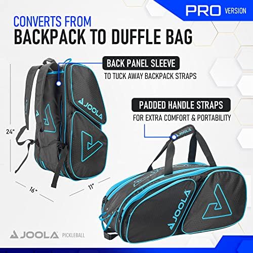 JOOLA Tour Elite Pro Pickleball Bag – Durable Backpack & Duffle Bag for Paddles & Accessories – Thermal Insulated Pocket