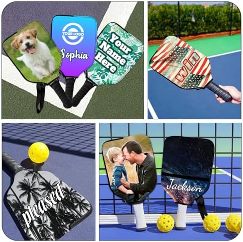 Custom Photo Text Logo Pickleball Paddle Cover for Personalized Protection | Pickleball Racket Case with Photo Logo and