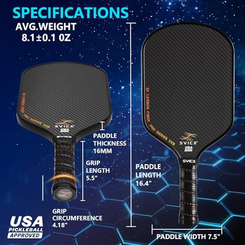 Pickleball Paddles Set of 2, Professional Carbon Fiber, Superior Control and Strong Power, USAPA Approved Pickleball Pad