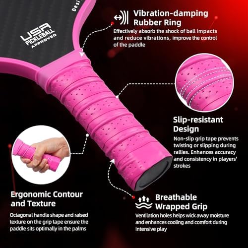 Pickleball Paddles USAPA Approved Lightweight with 4 Balls Traction and Stability California Designed Recycled Material