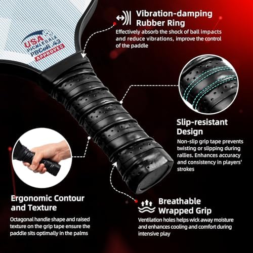 Pickleball Paddles USAPA Approved Lightweight with 4 Balls Traction and Stability California Designed Recycled Material