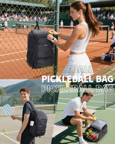 Pickleball Bag Sports Pickleball Backpack with Shoe Compartment Large Men Women Patent Pending