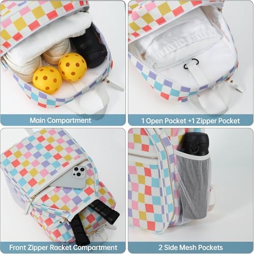 DYSHAYEN Pickleball Backpack for Women, Pickle Ball Paddle Bag Fits 2 Paddles, Perfect Hydration Backpack for Women Pick