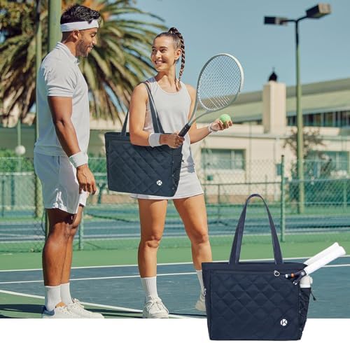 Pickleball Tote Bag for Men and Women - Extra-Large Quilted Tennis Tote with Shoe Compartment, Water-Resistant & Lightwe