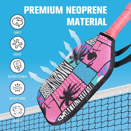 Neoprene Paddle Cover for Pickleball Racket, Durable Zipper Protection, 11.8" * 9.05" Soft Pickleball Paddle Sleeve | Z