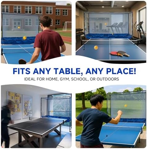 Standing Table Tennis Ball Catch Net, Durable Ball Collector for Training Practice, Portable with Wheels