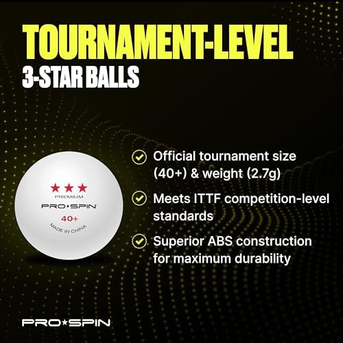 Pro-Spin 3-Star Premium White Ping Pong Balls - High-Performance 40+ ABS | Ultimate Durability for Indoor & Outdoor Play
