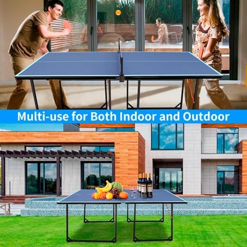 Table Tennis Table Foldable MDF Multi-Use, |5FT/6FT/9FT for Kid Teenager Adult