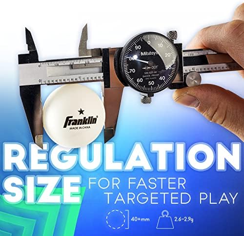 Franklin Sports Ping Pong Balls Official Size Weight White 40mm Table Tennis Durable High Performance 12 Count Pack of 1