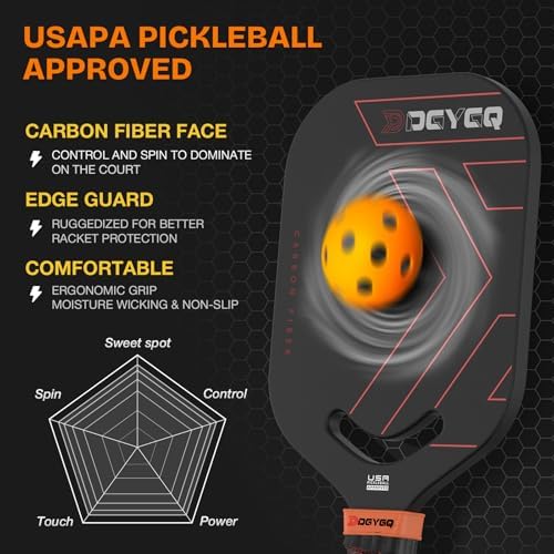 Carbon Fiber Pickleball Paddle, Increase Power for Ultimate Spin & Consistency | Premium Carbon Fiber Pickleball Paddle