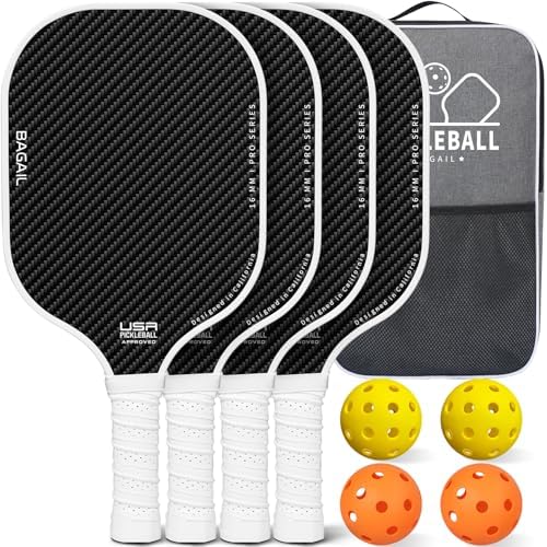 Pickleball Paddles USAPA Approved Lightweight with 4 Balls Traction and Stability California Designed Recycled Material
