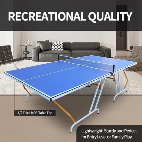 Professional Foldable Table Tennis Table for Indoor Play | 8FT 9FT Single Player Table Tennis Setup with Net and Posts
