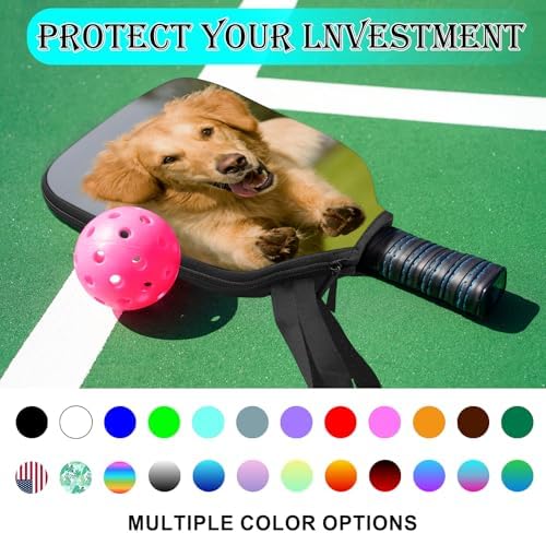 Custom Photo Text Logo Pickleball Paddle Cover for Personalized Protection | Pickleball Racket Case with Photo Logo and