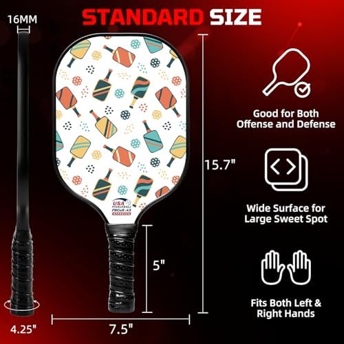 Pickleball Paddles USAPA Approved Lightweight with 4 Balls Traction and Stability California Designed Recycled Material