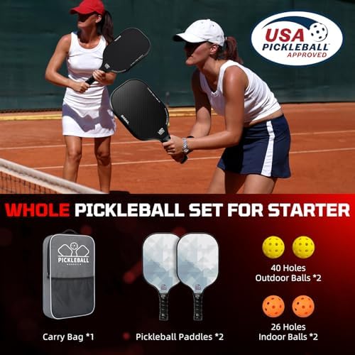 Pickleball Paddles USAPA Approved Lightweight with 4 Balls Traction and Stability California Designed Recycled Material