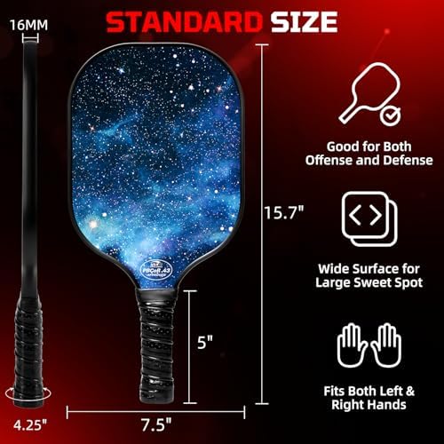 Pickleball Paddles USAPA Approved Lightweight with 4 Balls Traction and Stability California Designed Recycled Material